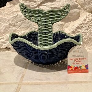NWT Sun Bliss Whale Tail serving basket- blue and green